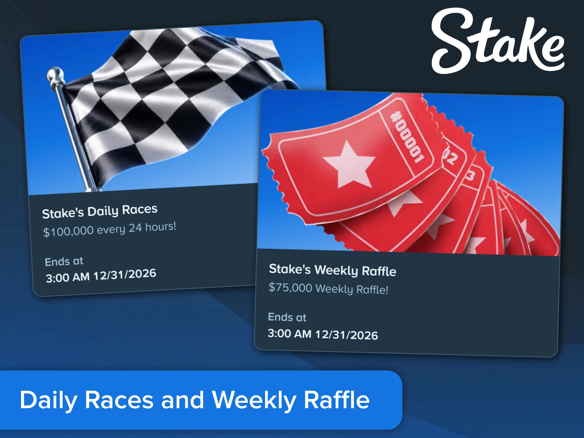 Join daily races and weekly raffles inside the Stake App.
