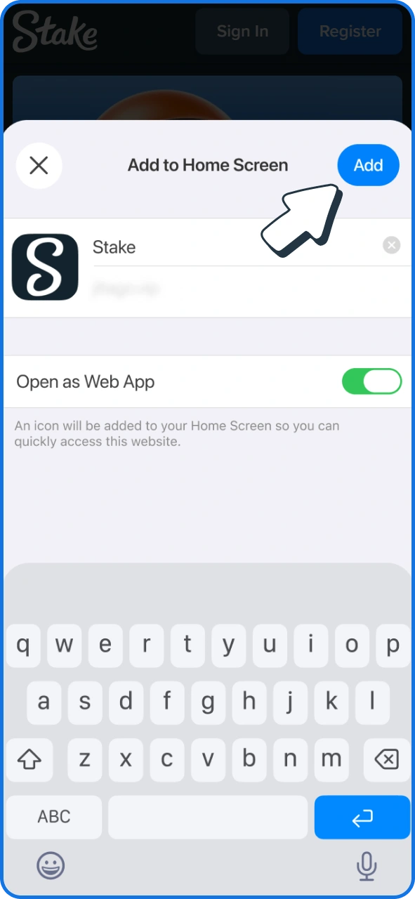 Click Add to get Stake iOS app.