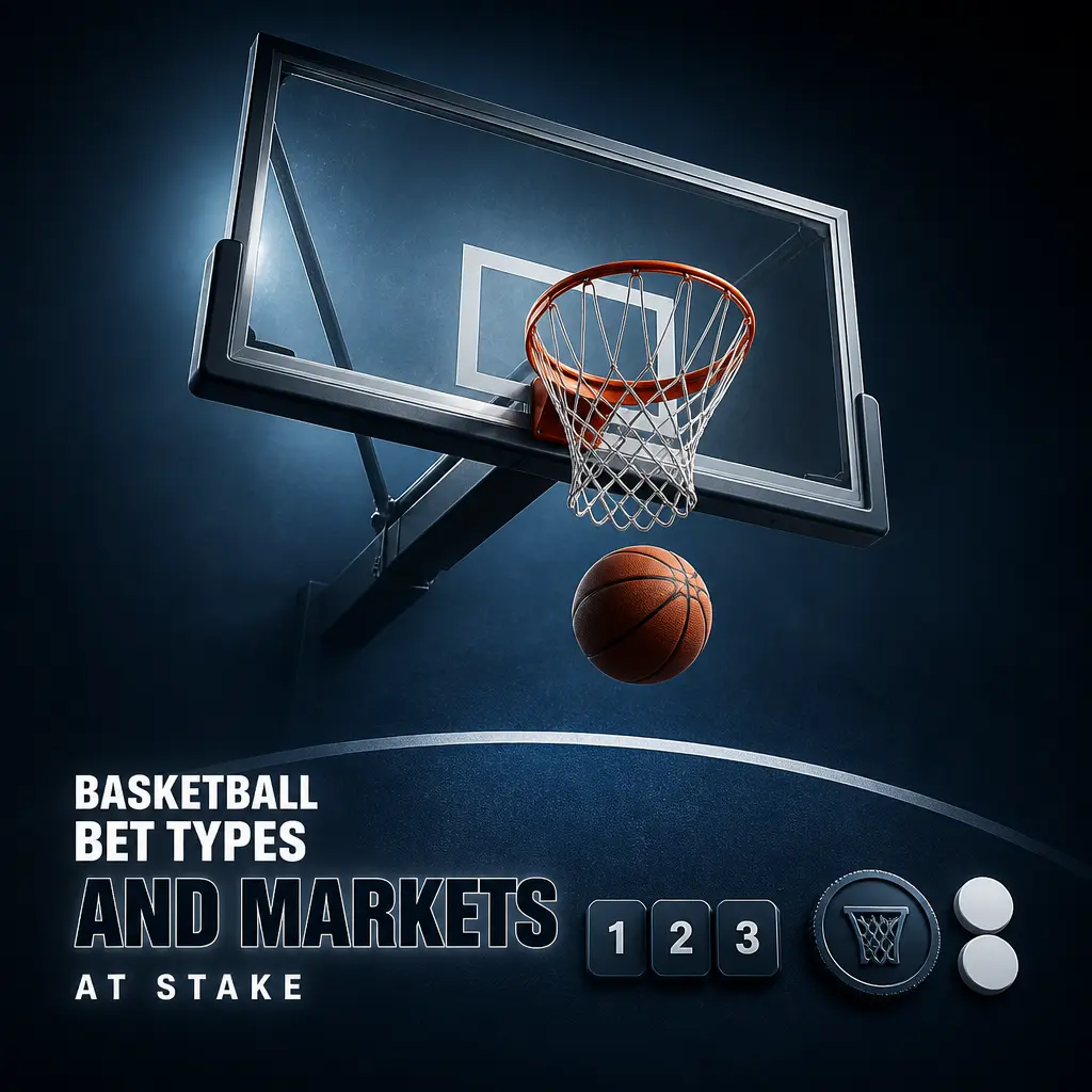 Overview of basketball bet types at Stake, including moneyline, spread, totals, quarter markets and player props.