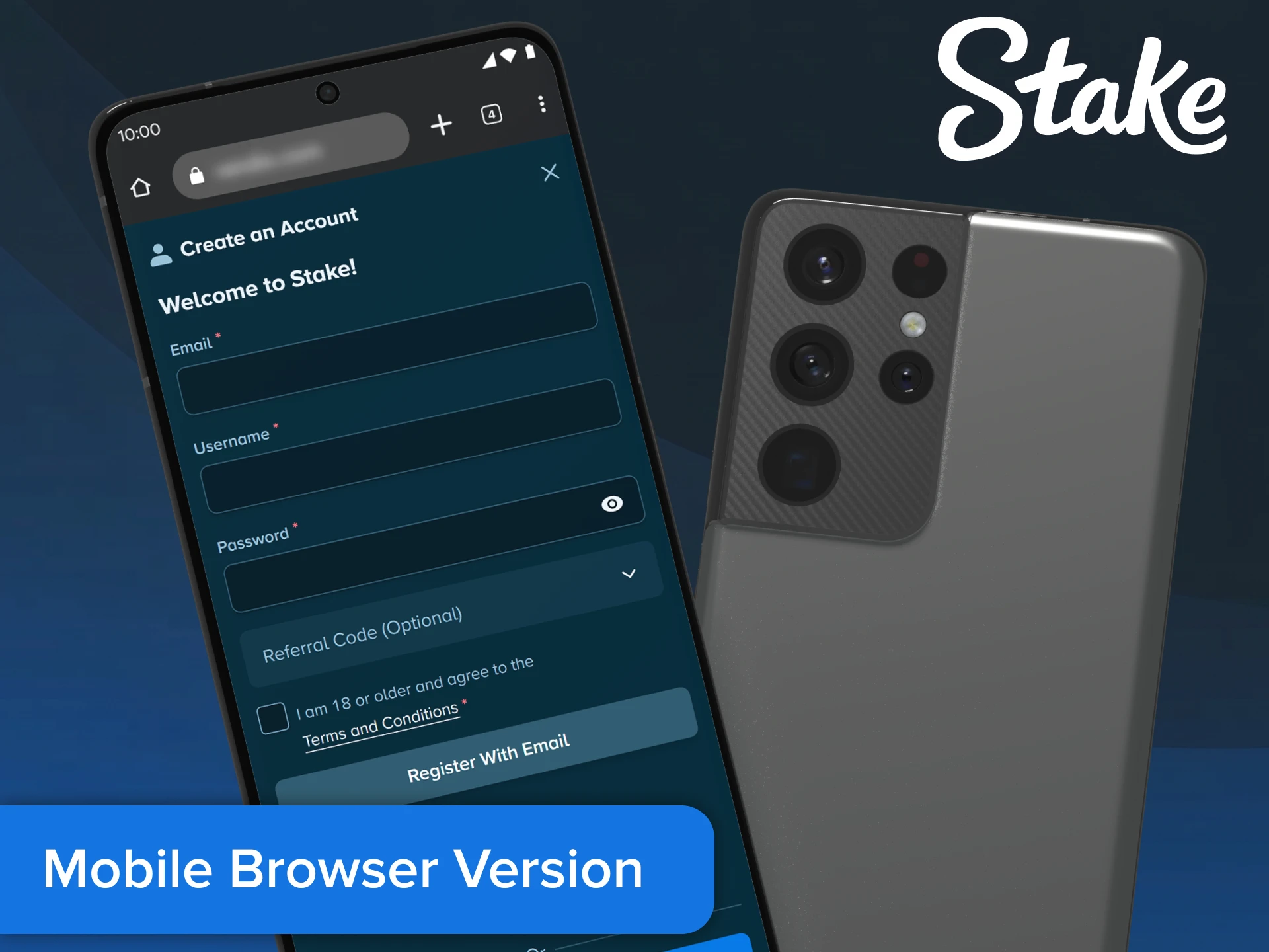 Access the fully optimized Stake mobile browser platform.