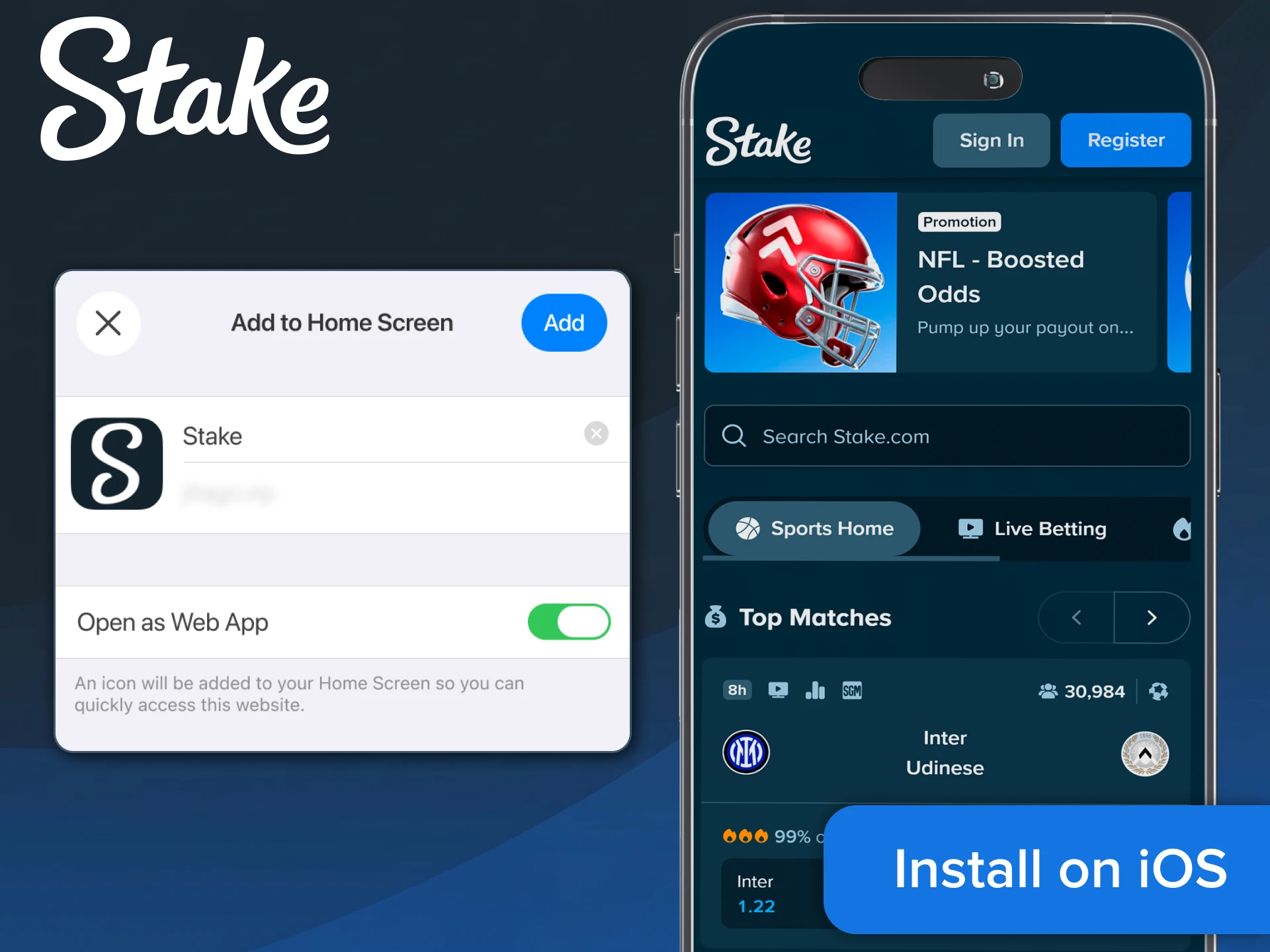 Follow instructions to install Stake on your iOS device.