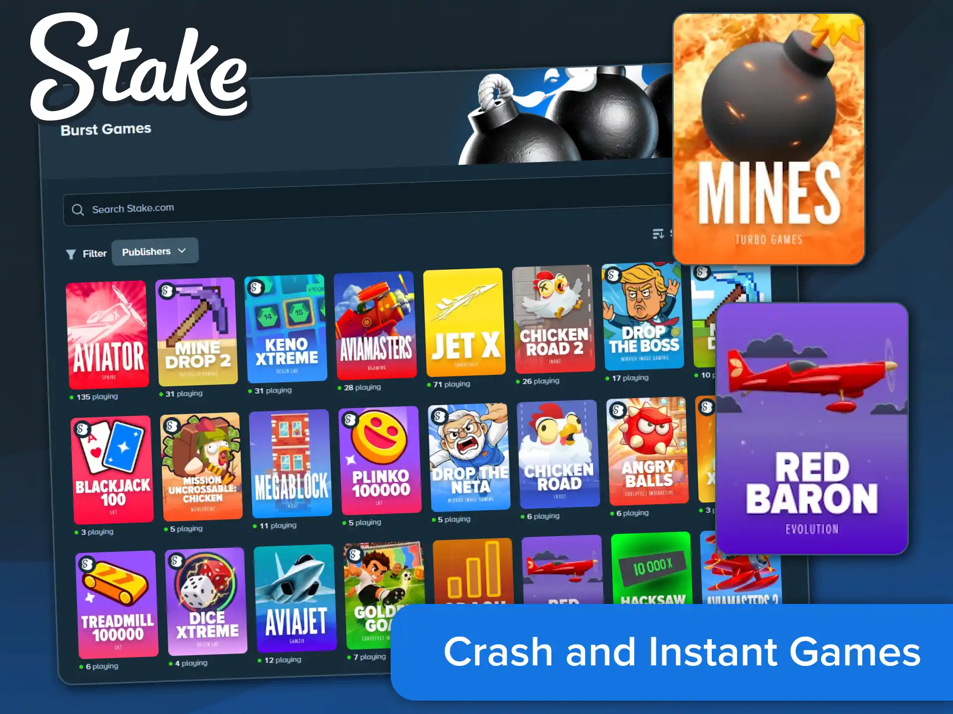 Play exciting crash games for fast wins on Stake.