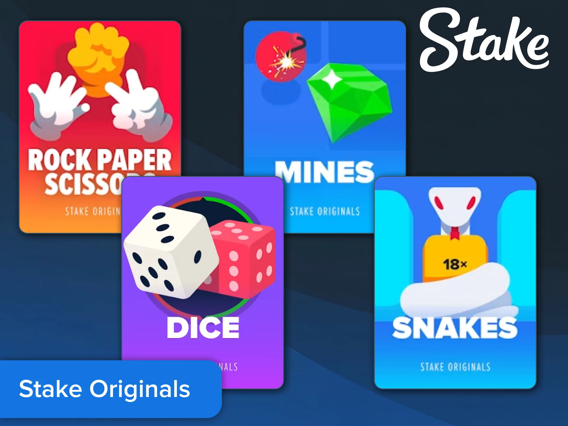Experience unique Stake Originals with instant gameplay payouts.