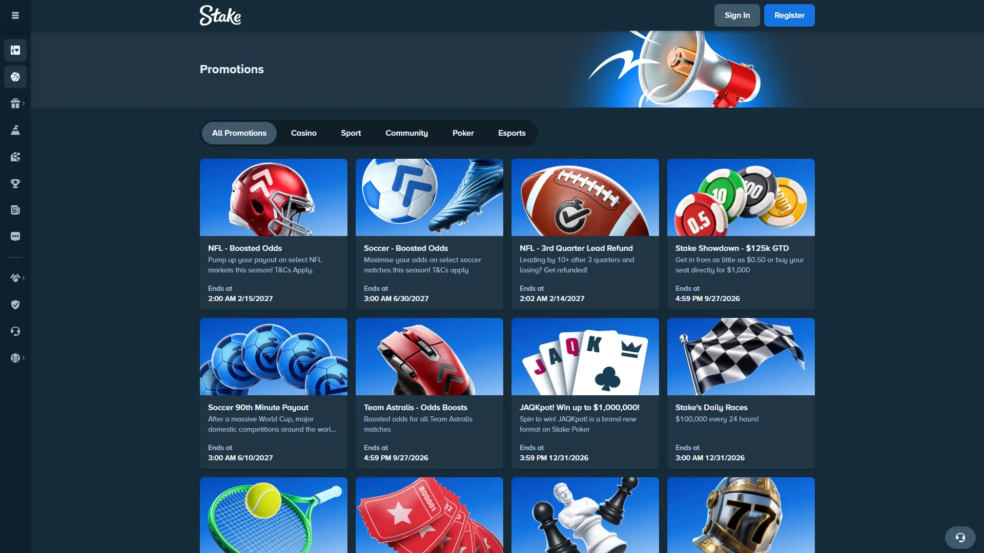 Check out newest promotions at Stake casino.