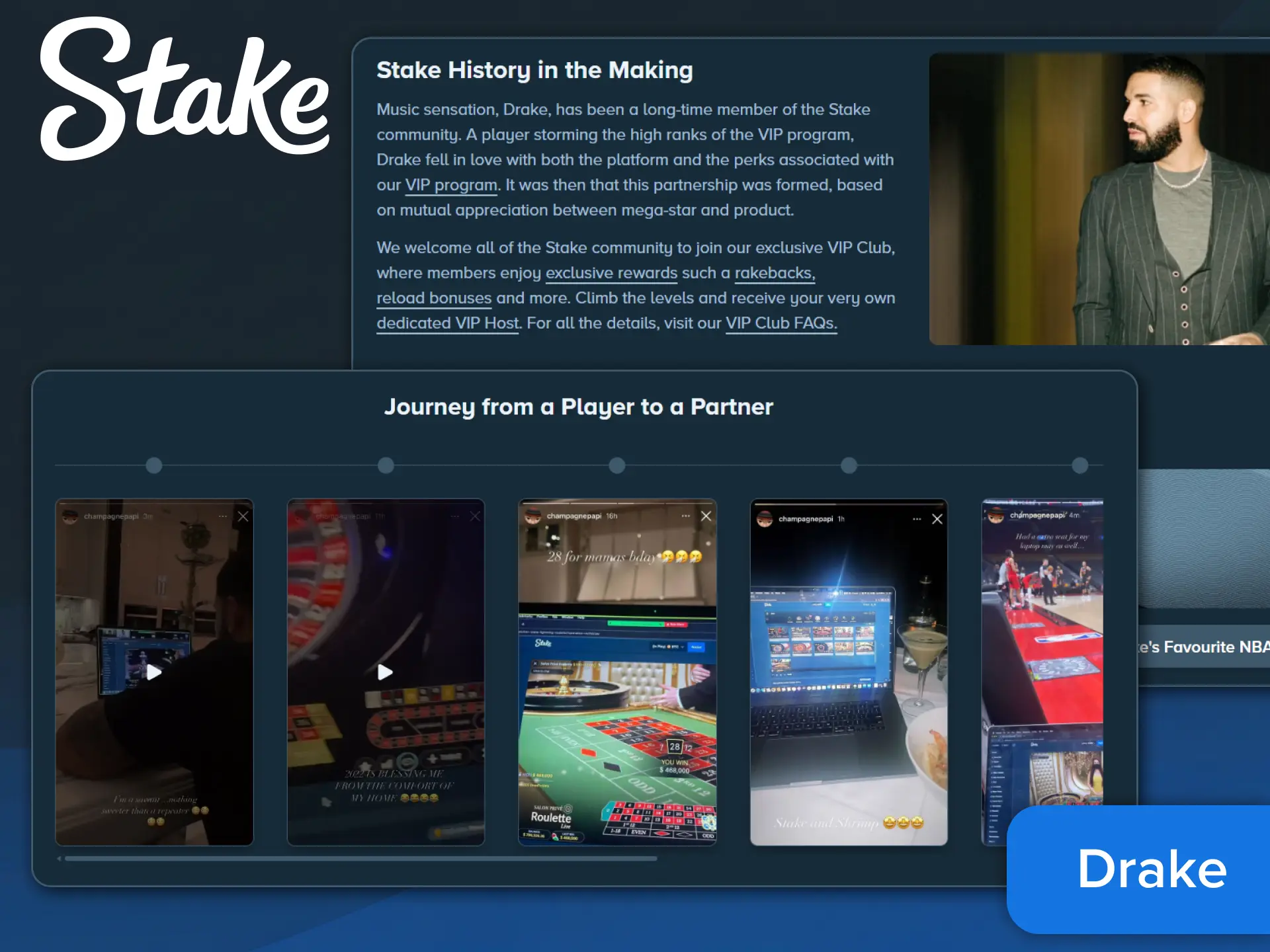 Explore the partnership between Drake and Stake.