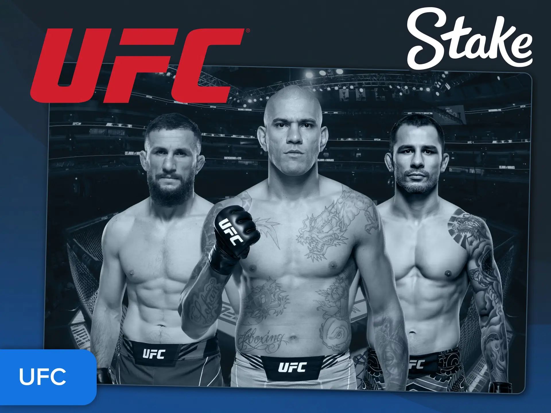 Bet on top UFC fights with Stake as an official partner.