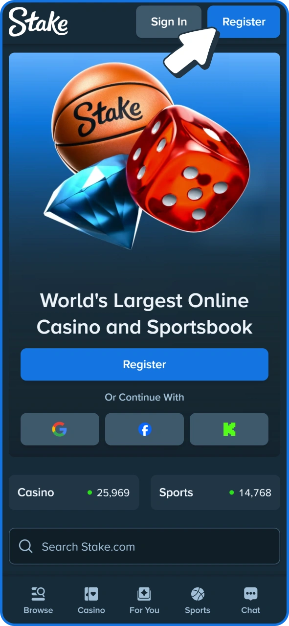 Open Stake registration form by pressing this button.