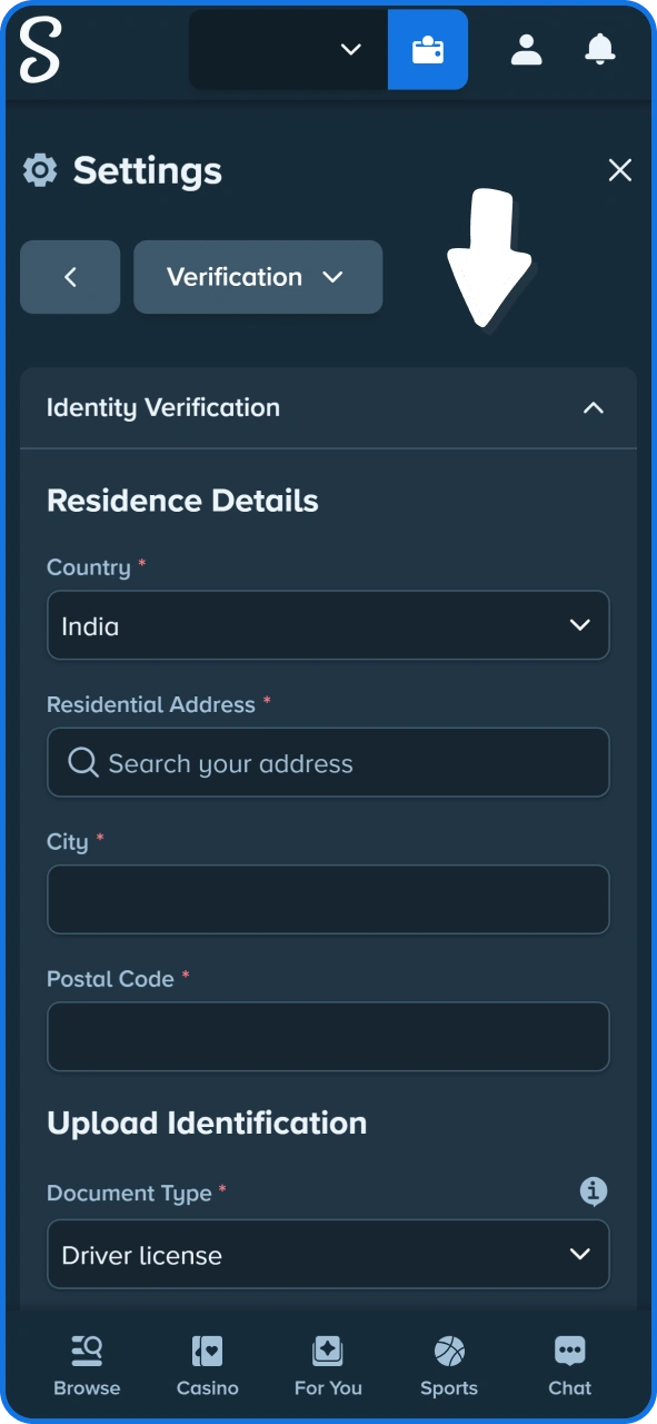 Verify your Stake profile after your registration.