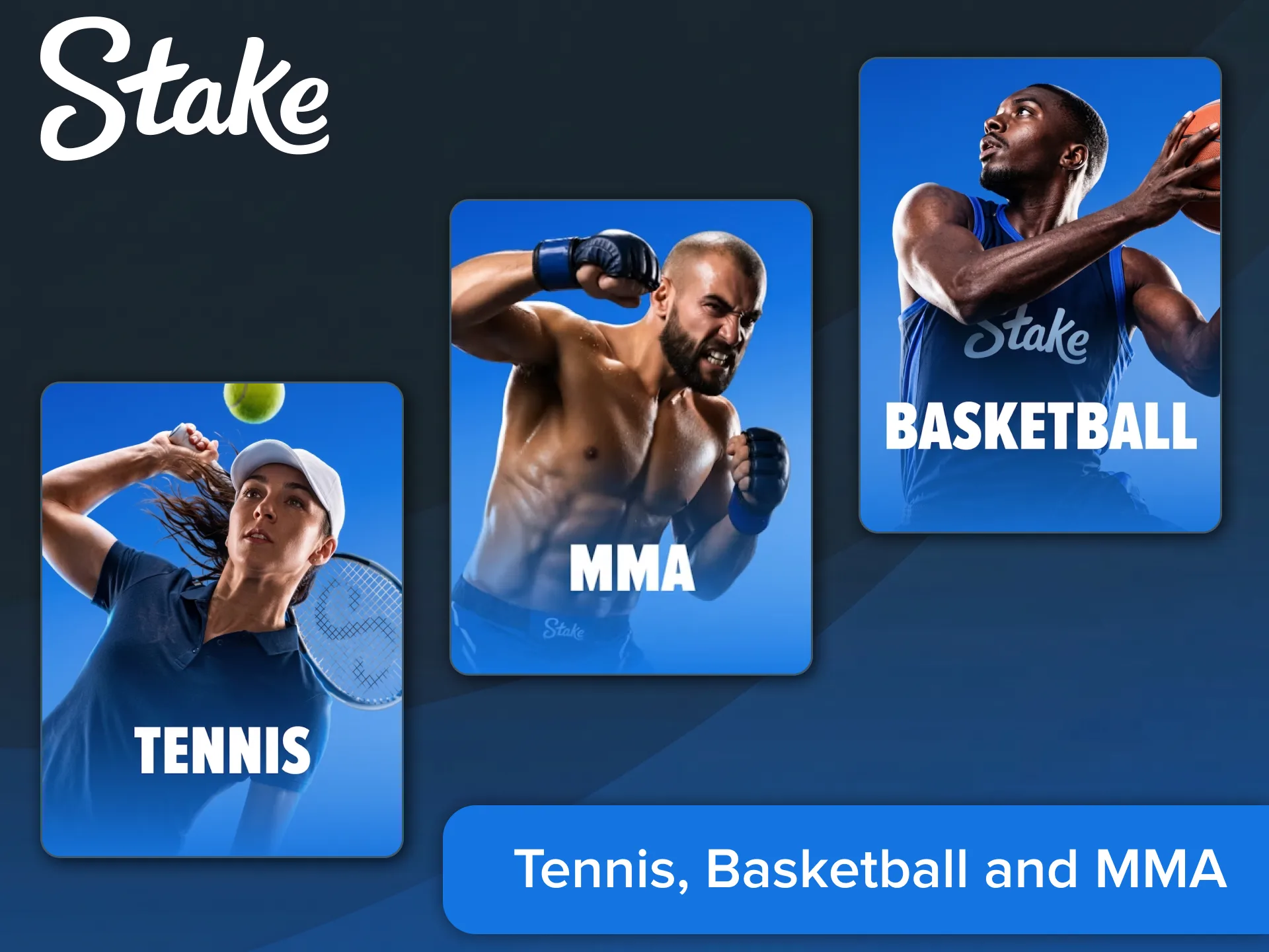 Bet on tennis, basketball, and MMA matches at Stake.