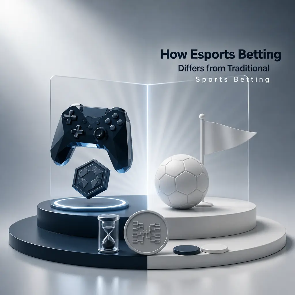 Esports vs traditional sports betting on Stake: map handicaps, patches, roster changes, and round-the-clock tournament schedules explained.