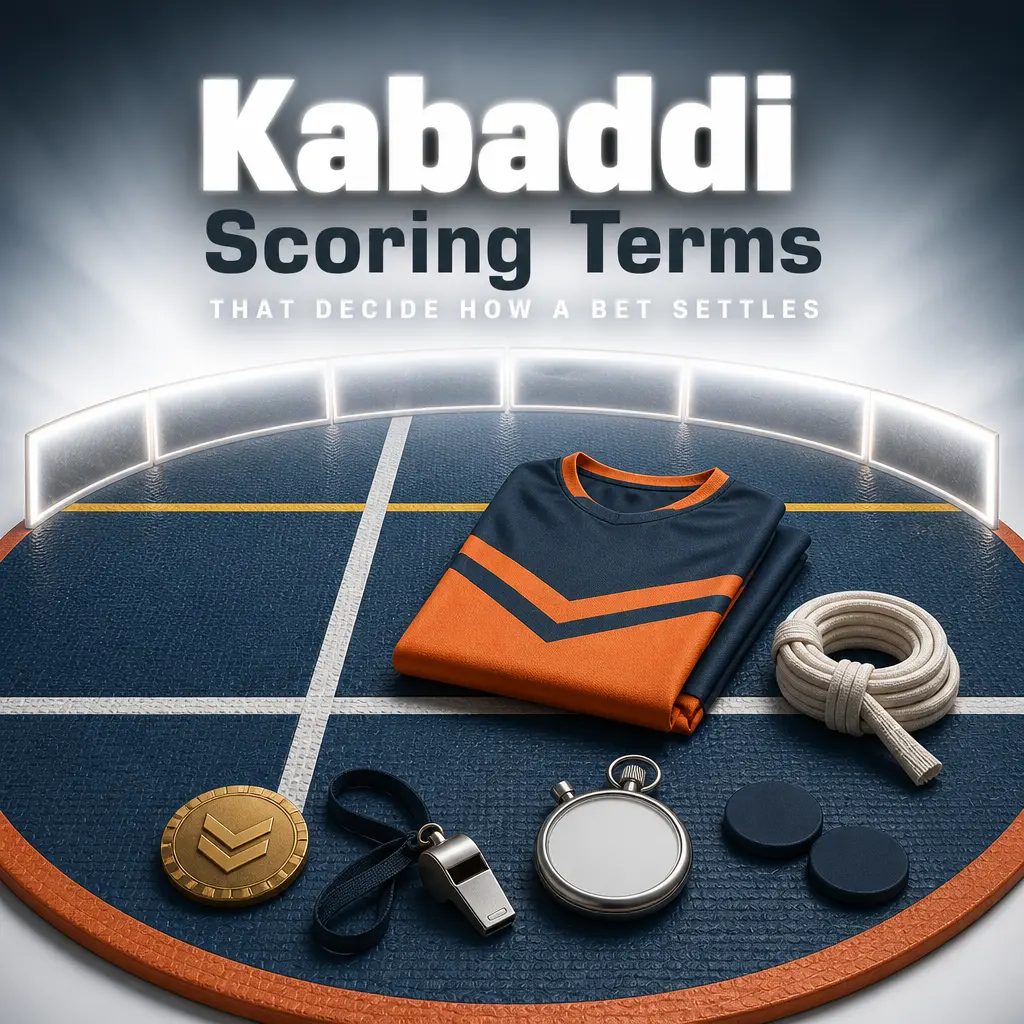 Guide to kabaddi scoring terms like raid points, tackles, and all-outs that determine how betting markets settle.